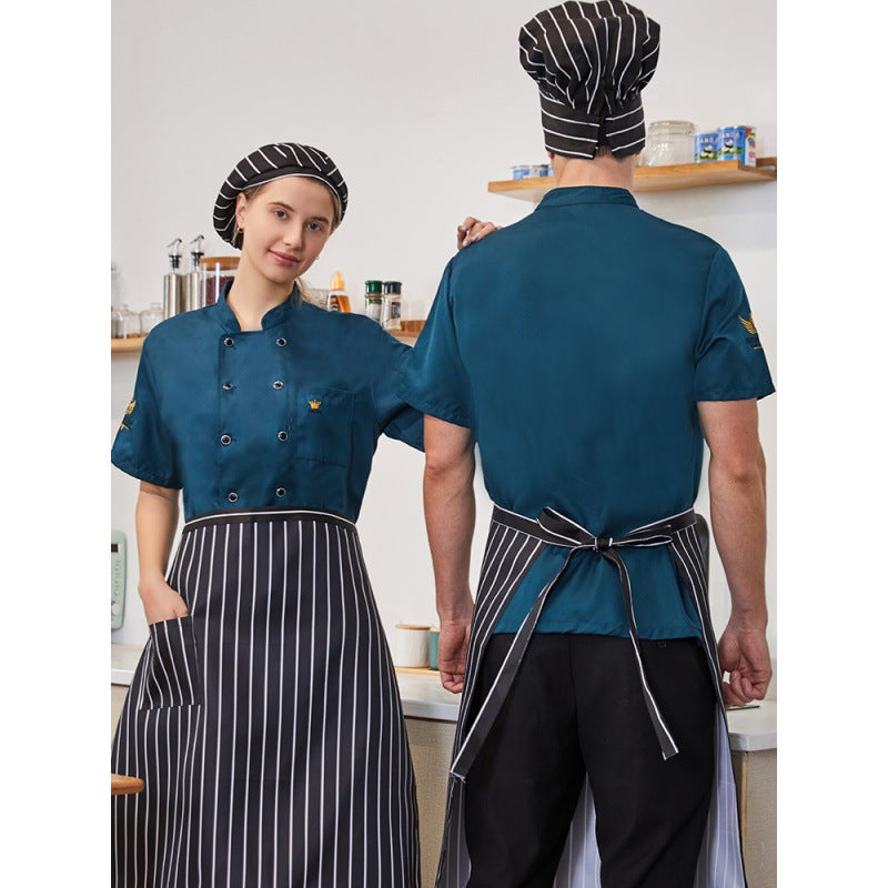 Manufacturer Chef Uniforms Short-Sleeved Chef Work Clothes For Men And Women Summer Catering Tea House El Kitchen Work Clothes Long-Sleeved - Image 5